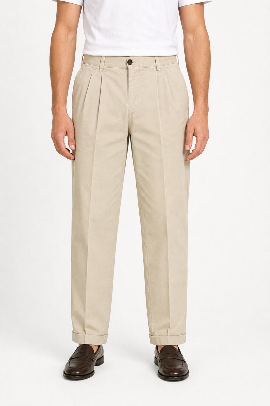 Ermenegildo Zegna Woody Men All Cotton Pleated Cuffed Pants Trousers US 36 IT 52